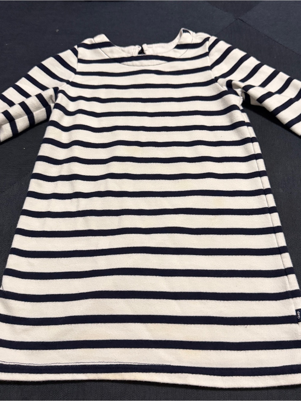 baby GAP Girls Navy and White Striped Knit Dress Sz 3